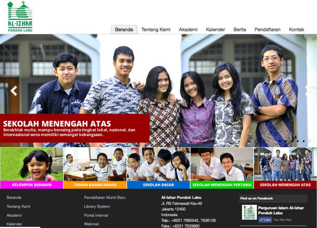 Al-Izhar Pondok Labu website screenshot 1