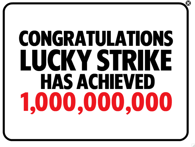 Lucky Strike "1 Billion Sticks" motion graphic screenshot 2