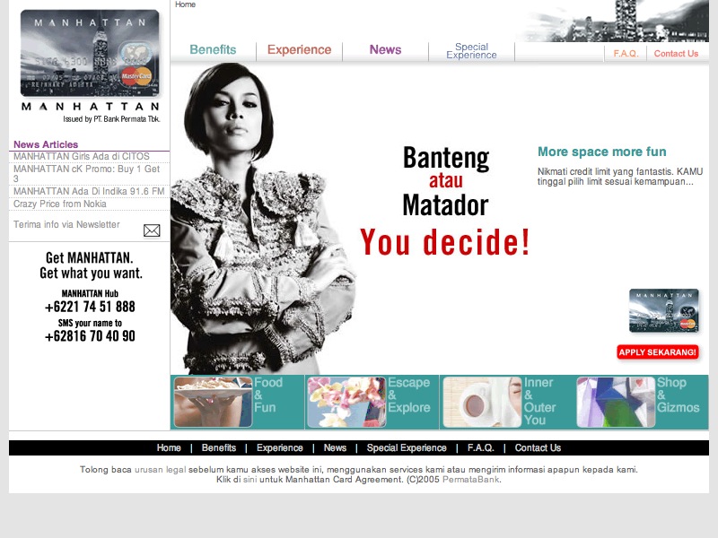 Manhattan Card website screenshot 1