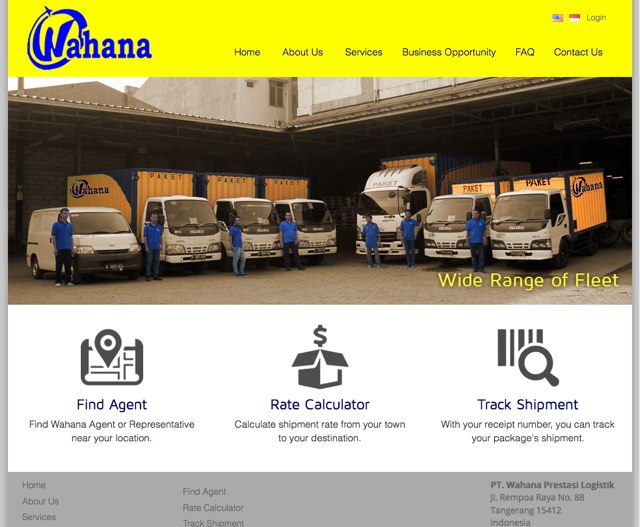 Wahana website screenshot 1